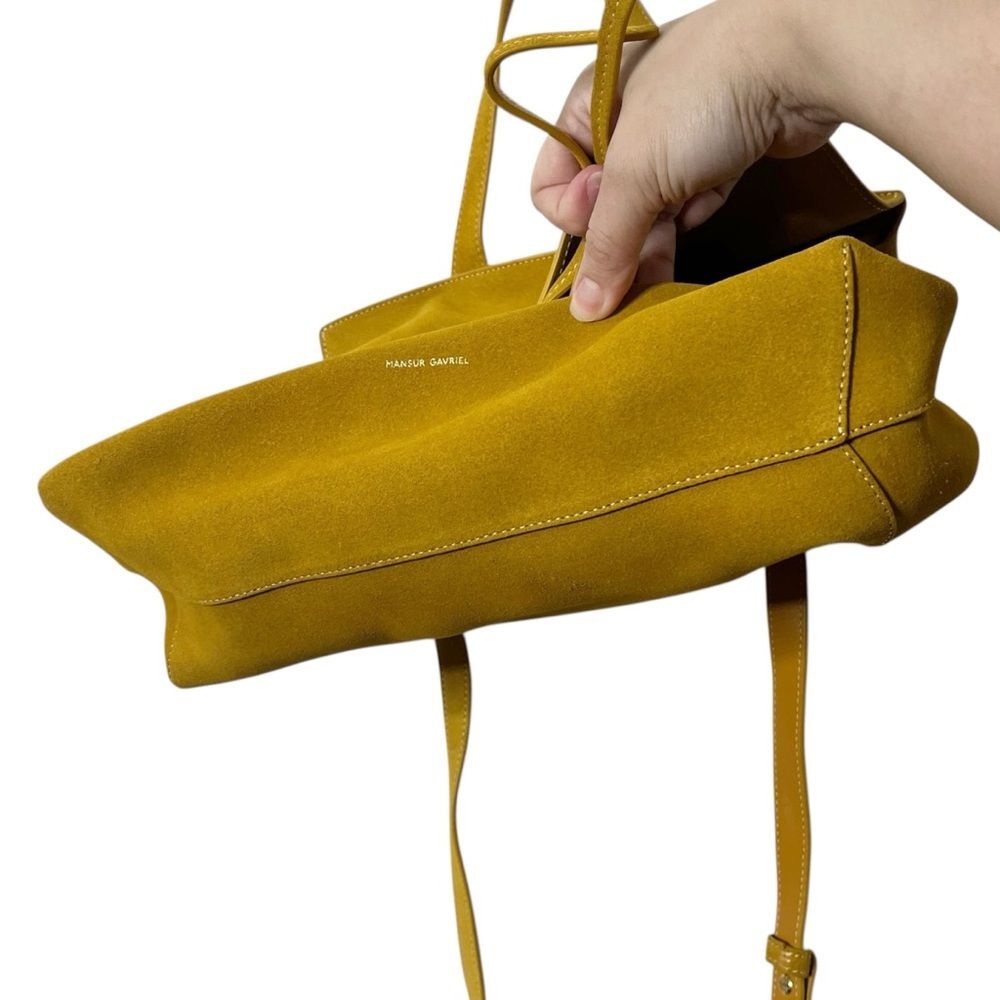 Mansur Gavriel Lady Bag Suede Mustard Yellow‎ Convertible Top Handle Shoulder - Picture 6 of 15